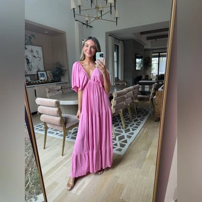 Maxi Vestido Free People Beach La La Rosa Orquídea Talla Grande Influencer Favorito Foto 1 de 4