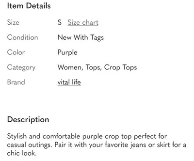 Женский фиолетовый укороченный топ размер маленький - Изображение 1 из 4