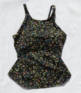ATHLETA US M Medium Black Color Leopard Print High Neck Tankini Swimsuit Top EUC - Picture 1 of 3