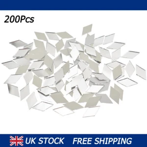 200Pcs Mosaic Glass Mirror Diamond Shape Wall Sticker Decal Art Home Decor - Picture 1 of 9