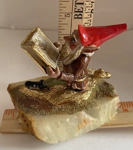 Gnome/Elf Reading Book 1979 Ron Lee Signed Metal Stone Figure Sculpture - Picture 1 of 9