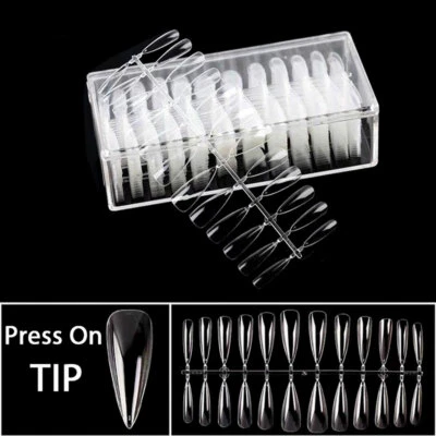 500 Stiletto Fullcover Tips Press-On sehr dünn Clear Nägel Nail Tipbox Nailart  - Bild 1 von 4