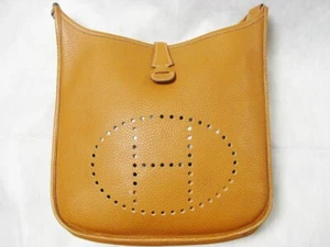 HERMES Evelyne II PM Shoulder Bag Leather Brown Engraved J - Picture 1 of 12
