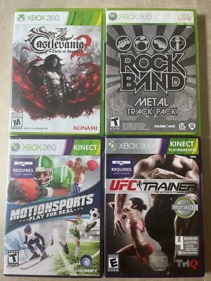 SEALED Xbox 360 Games w/DAMAGE SHRINK Rock Band Metal, Castlevania 2, UFC Kinect - Image 1 of 4