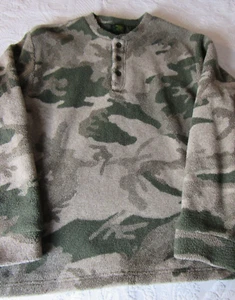Cabela's Camo Berber Fleece Windshear Outfitter Henley Pullover Hunting Size L - Picture 1 of 17
