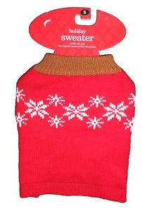 Snowflake Dog Sweater~Sz S~Warm Christmas Red Holiday Winter~NEW - Picture 1 of 2