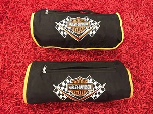 HARLEY DAVIDSON Lot Of 2 NYLON & FLEECE PICNIC ROLL UP BLANKET Used Once! GREAT! - Picture 1 of 6