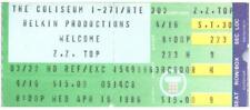 Vintage ZZ Top Ticket Stub April 16 1986 Richfield Coliseum Cleveland Ohio