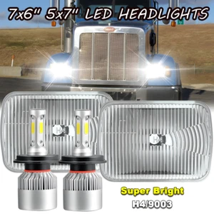 Pair for Peterbilt 365 2008-2017 / 330 2000-2005 100W 7x6" LED Hi/Lo Headlights - Picture 1 of 13