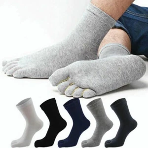 New 5 Pairs Men's Cotton Blend Soft Five Fingers 5 Toe Socks Absorbent Stockings - Picture 1 of 11