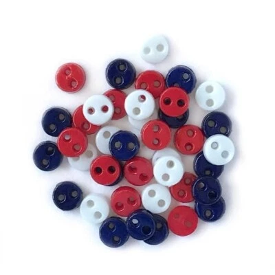 Patriotic All American Micro Mini Buttons  - Craft Sewing Scrap Quilt - 1804 - Image 1 of 2