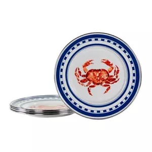 Golden Rabbit Crab House 8.5" Enamelware Sandwich Plate, Set of 4 - Picture 1 of 2