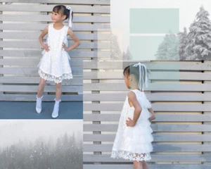 White Floral Lace Feathery Tulle Dress - Picture 1 of 11