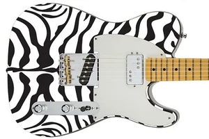 Guitar Skin Axe Wrap Bass Electric Reface White Tiger Stripes Instrument Ver. D - Picture 1 of 15