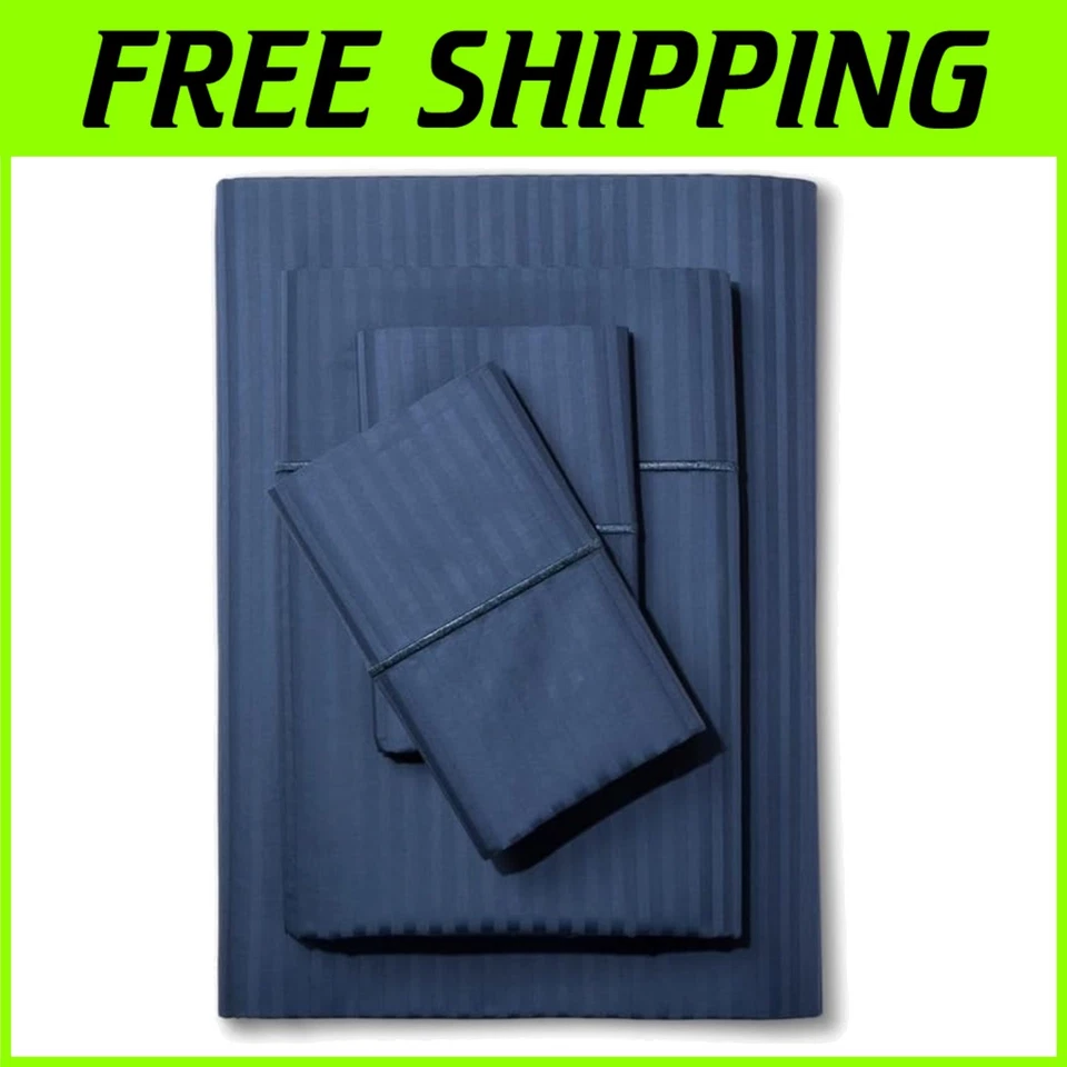 Juego de cama tejido satén algodón transpirable - tamaño king, azul Foto 1 de 4