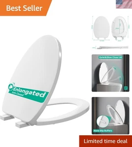 Länglicher WC-Sitz leises Schließen leicht abnehmbar weiß Badzubehör - Bild 1 von 9
