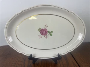 Castleton Dolly Madison 13 3/8" Oval Serving Platter Pink Rose Gold Trim - Picture 1 of 14