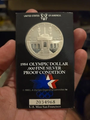 Proof 1984 Los Angeles Olympics Silver - US Commemorative 90% Original Package - Image 1 of 2