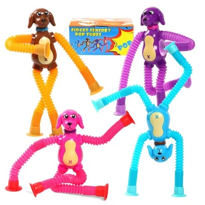 4pz Giocattoli Sensoriali Pop Tube per Cani Fidget per Autismo ADHD - Laurea Perfetta - Immagine 1 di 4