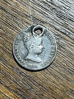 1850 Spain 1 Silver Real - Better Date Coin! - Ships Free! - Image 1 of 2