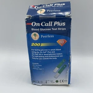 200 Count On Call Plus On Call EZ II Peerless Blood Glucose Test Strips Ex 11/25 - Picture 1 of 3