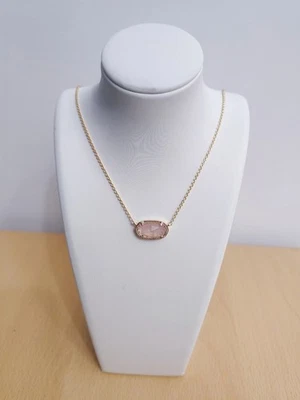 ✨ Collar Elisa Oro Rosa Cuarzo Piedras Preciosas Colgante Para Regalo con Bolsa para el Polvo ¡NUEVO CON ETIQUETAS! Foto 1 de 3