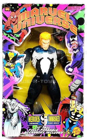 Marvel Heroes Unmasked Venom Eddie Brock 10" Action Figure Toy Biz 1998 NRFB Cover