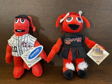 Hickory Crawdads Plush Minor League Baseball Mascots - Conrad & Candy Crawdad Cover
