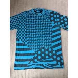 Crown Collective Shirt Mens 3XL Blue Black All Over Geometric Shapes Short... - Picture 1 of 11