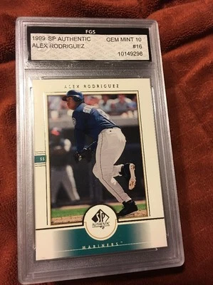 1999 Upper Deck Sp Authentic Alex Rodriguez #16 Mariners  FGS GEM MINT 10 - Image 1 of 2
