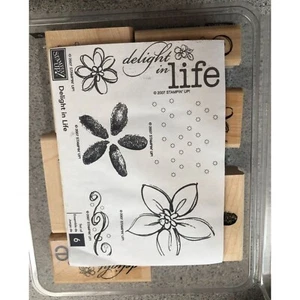 Juego de 6 estampillas de goma Stampin' Up Delight In Life vintage 2007 - Imagen 1 de 3