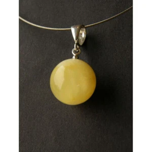 Bernstein Anhänger Halskette MILKY POLIERT Neu Silber 925 -UNIKAT - Bild 1 von 2