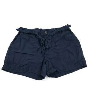 Lou & Grey Womens Chino Shorts Blue Belted Elastic Waist Pockets Pull On S Small - Picture 1 of 11