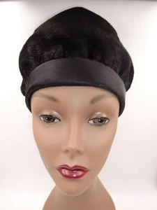 Sombrero de piel sintética negro vintage para mujer Schiaparelli Paris Helios Italia 20-3/4" x 7,5" - Imagen 1 de 12