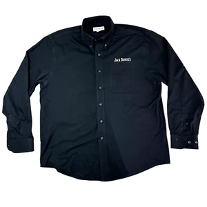 Jack Daniels Mens Cutter Buck Embroidered Cotton Dress Shirt Large Black Button - Picture 1 of 9
