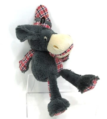 RARE Multicolor Plaid Dog Toy Plush With Squeaker By Multipet Donkey 12" - Image 1 of 4