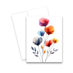 12 All Occasion Notecards Blank w/ Envelopes - Watercolor Wildflower Cards - Picture 1 of 2
