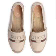 New W/ Box Gucci Logo Espadrilles White Canvas Slip On Shoes Size Eu 38 Us 8