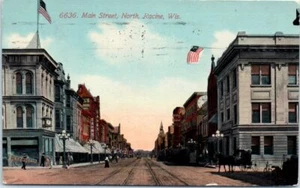 1910s WI Postcard 6636 Main Street North Racine Wisconsin Dirt Road St Horse - Picture 1 of 2