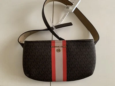 BRAND NEW MICHAEL KORS BROWN LEATHER LOGO RED & PINK , WITH BELT NEW WITH TAGS - Image 1 of 3