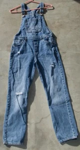 GAP Kids Blue Denim Bib Overalls - XXL Distressed - Picture 1 of 8
