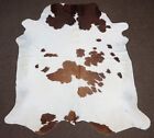 NEUF LRG blanc tacheté avec tapis en peau de vache marron - OG - 407 [taille : 6'7 x 5'11]