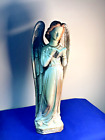 1980-90 Kunst Keramik Engel Figur 12 Zoll hoch verglast mit unglatisiertem Gesicht