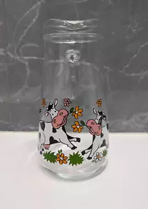Vintage Retro Glas Milchkännchen/Krug mit Kühen Blumen - Bild 1 von 6