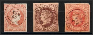Galicia. Filatelia. º USADO 48, 58, 64. (1855ca). Conjunto de tres sellos del 4 - Imagen 1 de 1