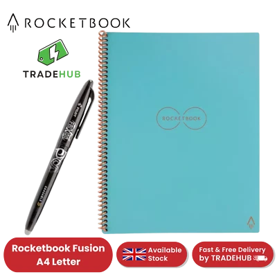 Rocketbook Fusion A4 Letter Notebook Teal Eco-Friendly Dotted Notebook Reusable - Image 1 of 4