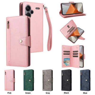 Магнитный кожаный чехол-бумажник на молнии для Redmi Note 14 Pro Plus K60 Ultra Note12 - Изображение 1 из 4