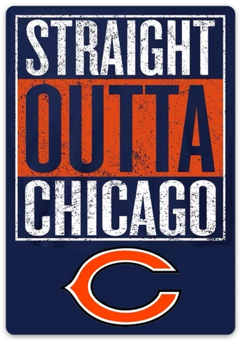 Chicago Bears "Straight Outta Chicago" With Logo Type NFL Football MAGNET Cover