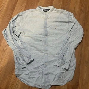 Vintage Polo Ralph Lauren Shirt Mens Large Postboy Chambray Band Collar 90s - Bild 1 von 6