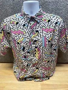 OH SNAP! Drill Clothing Co Stretch Size M Button Mens Shirt Retro 80-90’s - Picture 1 of 11
